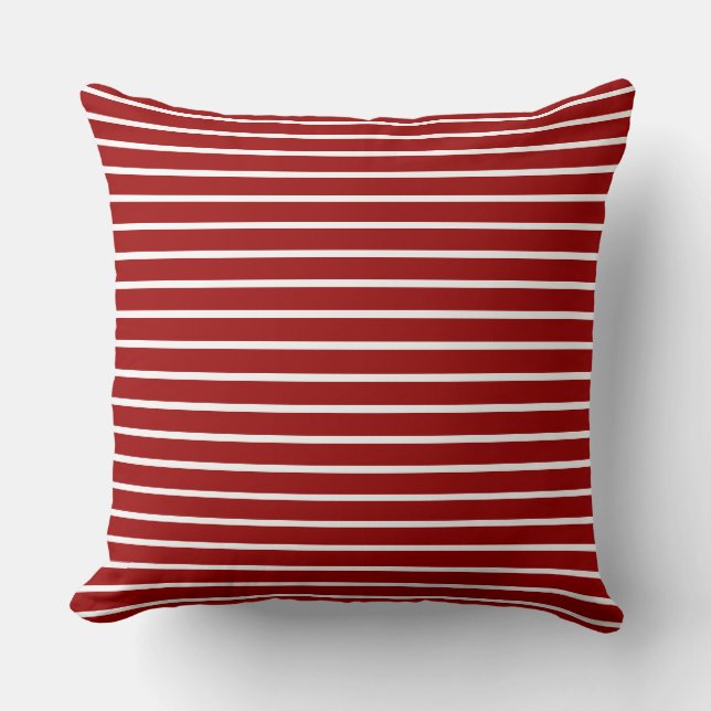 Coussin Simplement rayé, rouge pourpre et blanc (Recto)
