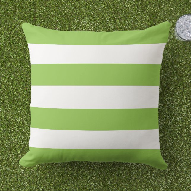 Coussin Simples rayures horizontales classiques de chaux v (Herbe)