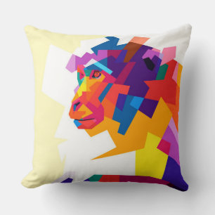 Coussin Singe coloré Abstrait   Oeuvre moderne