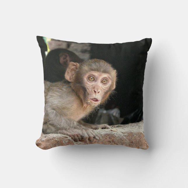 Coussin Singe effrayé avec le grand carreau de yeux (Recto)