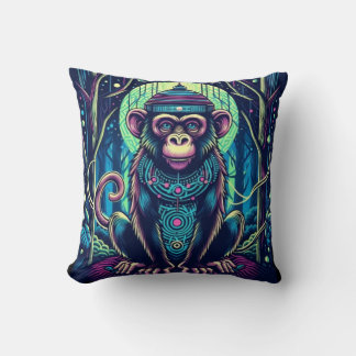 Coussin Singe Mystique dans la Forêt Enchantée