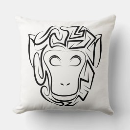 Coussin Singe tribal noir et blanc