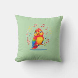 Coussin **Singing Parrot – Cute Parrot Singing Illustratio