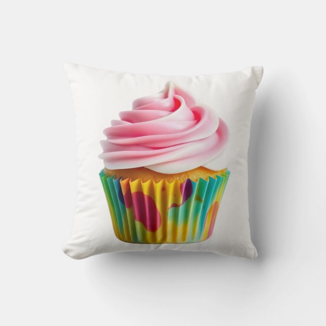 Coussin Single Cupcake with Pink and White Frosting (Recto)