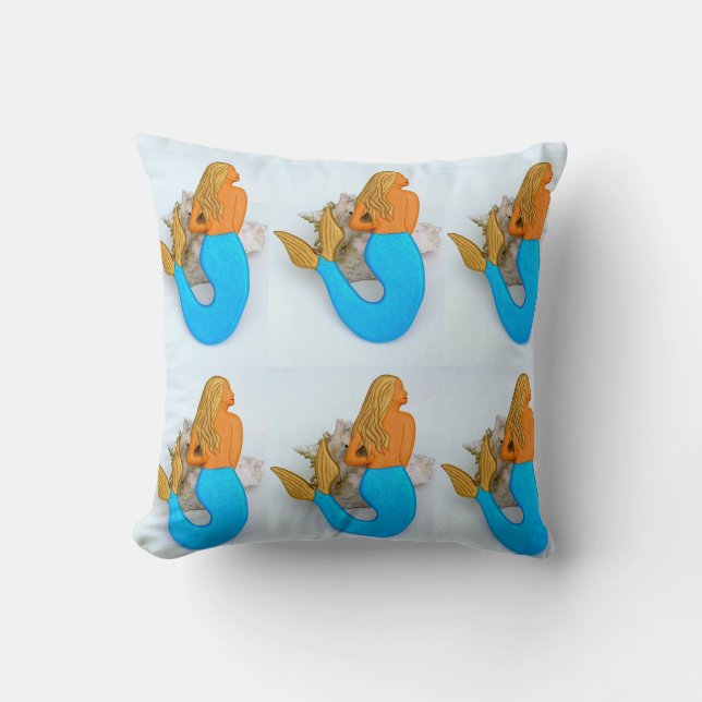 Coussin sirène à queue bleue (Recto)