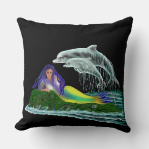 Coussin Sirène avec dauphins