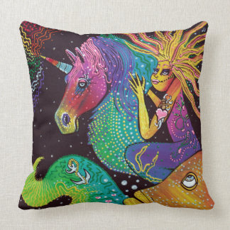 Coussin Sirène de licorne d'arc-en-ciel