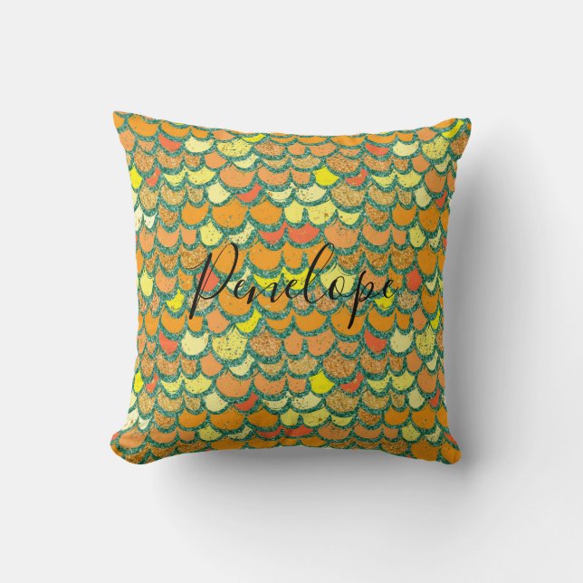 Coussin Sirène de Parties scintillant orange ou échelle dr (Recto)