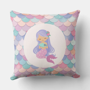Coussin Sirène enfantine Violet