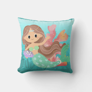 Coussin Sirène jouant dans l'océan