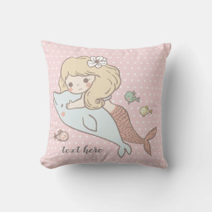Coussin sirène, sous la mer, fille mignonne, adorbale,