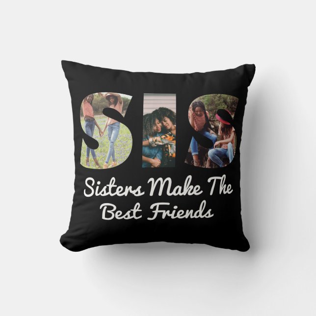 Coussin Sisters SIS photo Noir personnalisé (Recto)