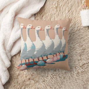 Coussin Six Oies A-Laying Découpe Style Crayon 3
