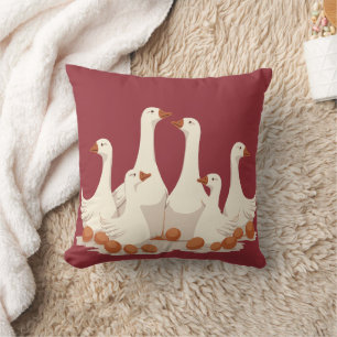 Coussin Six oies pondent Cut-Out de style stencil 2