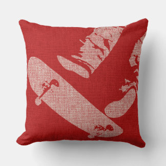 Coussin SkateBoarder Image Reverse Red/White Throw Pillow