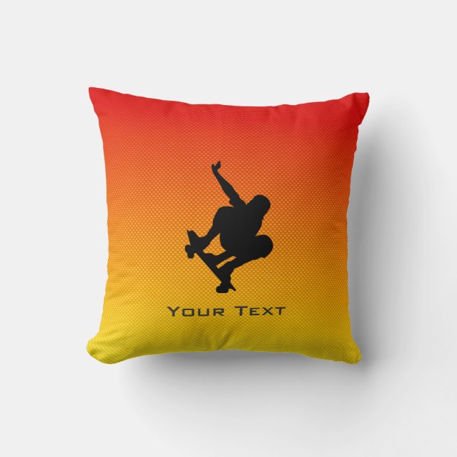 Coussin Skateboarding jaune-orange (Recto)