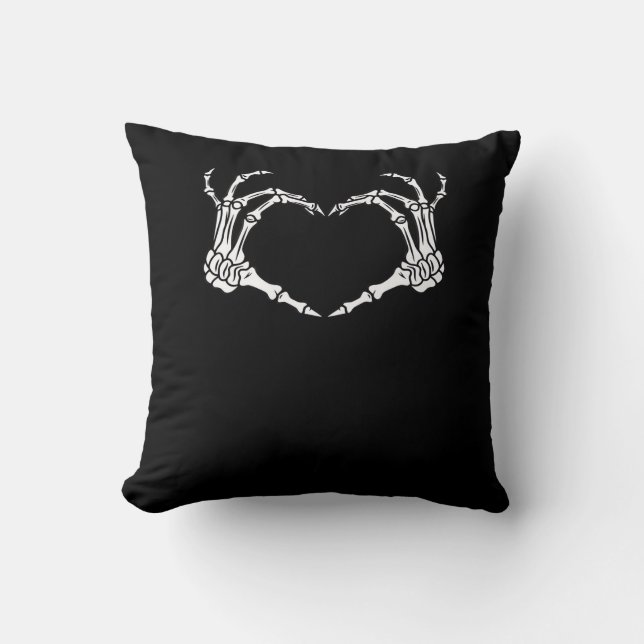Coussin Skeleton Coeur main Halloween Design (Recto)