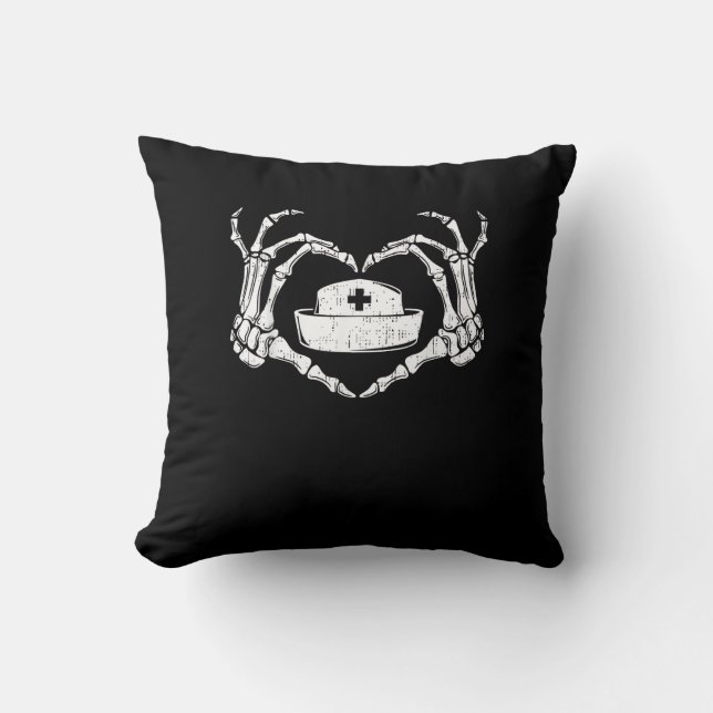 Coussin Skeleton Coeur main Lazy Costume d'Halloween Drôle (Recto)