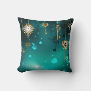 Coussin Skeleton Keys on Green Background