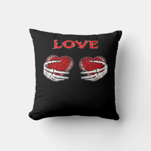 Coussin Skeleton Mains Coeur Drôle Design