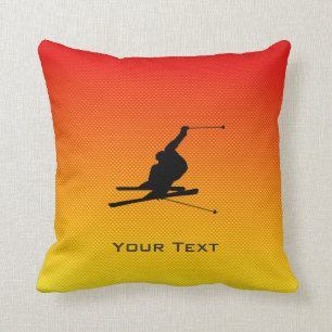 Coussin Ski jaune-orange de neige