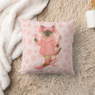 Coussin Ski pour fête de Bachelorette amoureux de chat sia