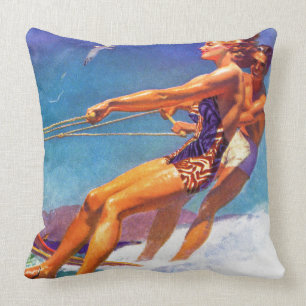 Coussin Skieur de l'eau par McClelland Barclay