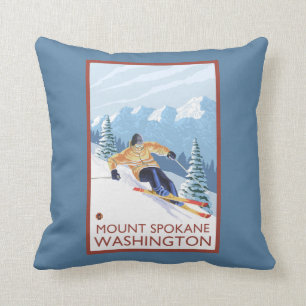 Coussin Skieur de neige de Downhhill - bâti Spokane,