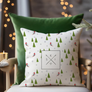 Coussin Skis et pins Poles Monogrammes
