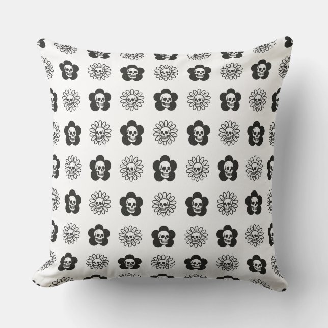 Coussin Skulls Flowers (Recto)