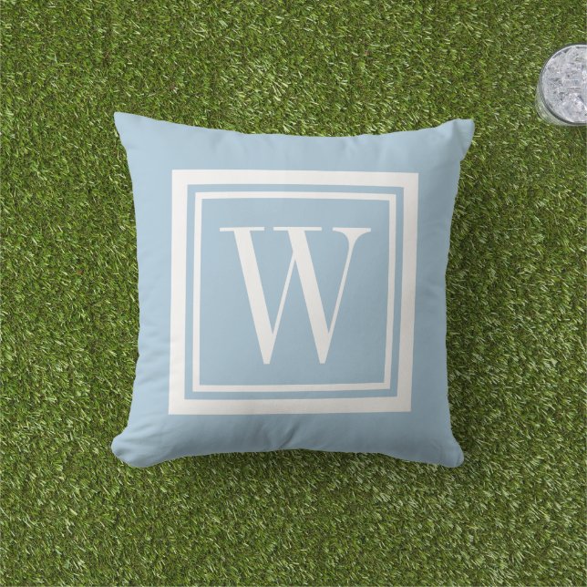 Coussin Sky Blue and White Classic Square Monogram (Herbe)