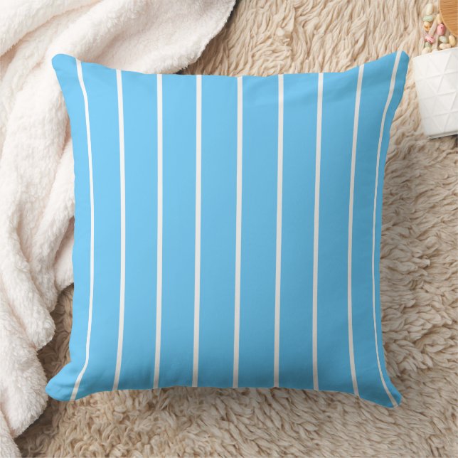 Coussin Sky Blue and White Summer Stripes (Couverture)