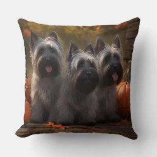 Coussin Skye Terrier Chiot Automne Citrouille délice