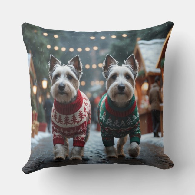 Coussin Skye Terrier Dogs Christmas Snow Holiday  (Verso)
