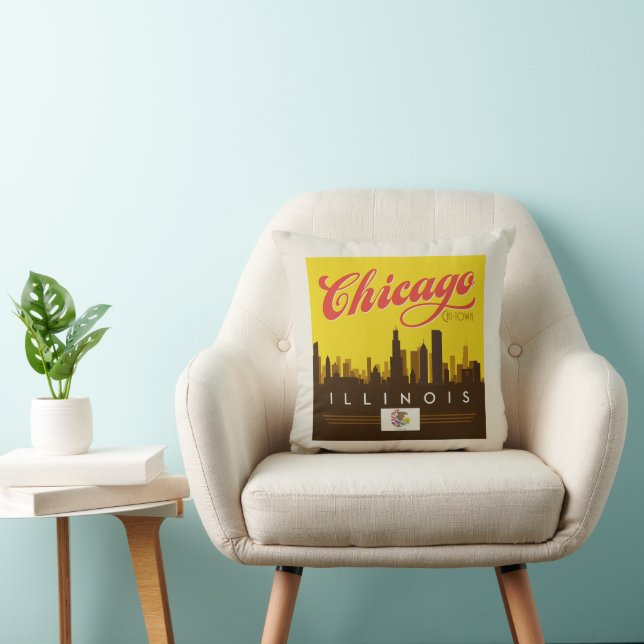Coussin Skyline de l'Illinois (Chaise)