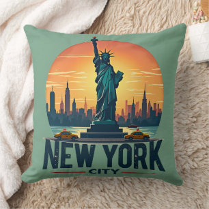 Coussin Skyline de New York avec Statue de la Liberté