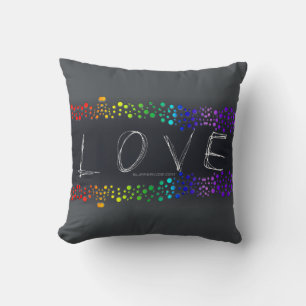 Coussin SlipperyJoe aime les bulles rouge orange jaune ver