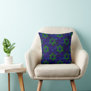 Coussin SlipperyJoe's Hanukkah rangées vertes Étoiles de D