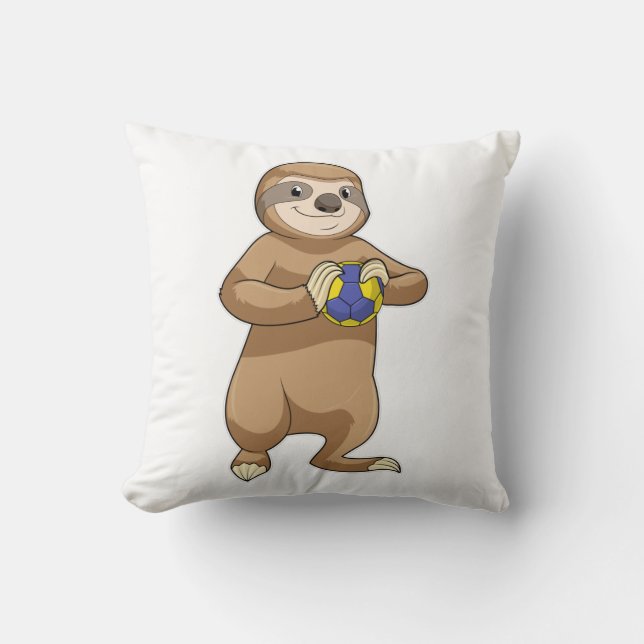 Coussin Sloth comme joueur de handball avec Handball (Recto)