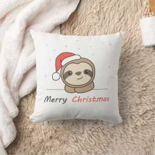 Coussin Sloth Noël Neige Hiver Animaux Fentes