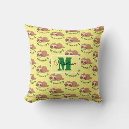 Coussin Sloth To Be Drôle Sloth Botanical Feuilles Monogra