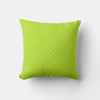 Coussin Small Lime Green and White Polka Dots Throw Pillow