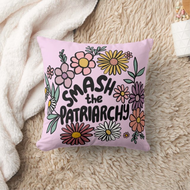 Coussin SMASH the PATRIARCHY Floral mignonne Daisy à la ma (Couverture)