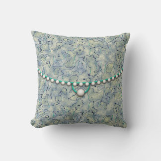 Coussin Smokey Aqua avec Perles