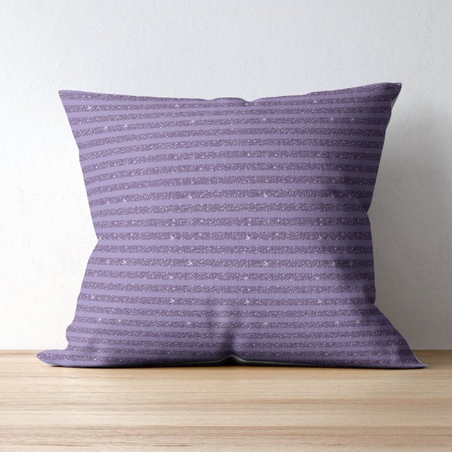 Coussin Smoky Plum Glitter Style Horizontal Stripes (Créateur téléchargé)