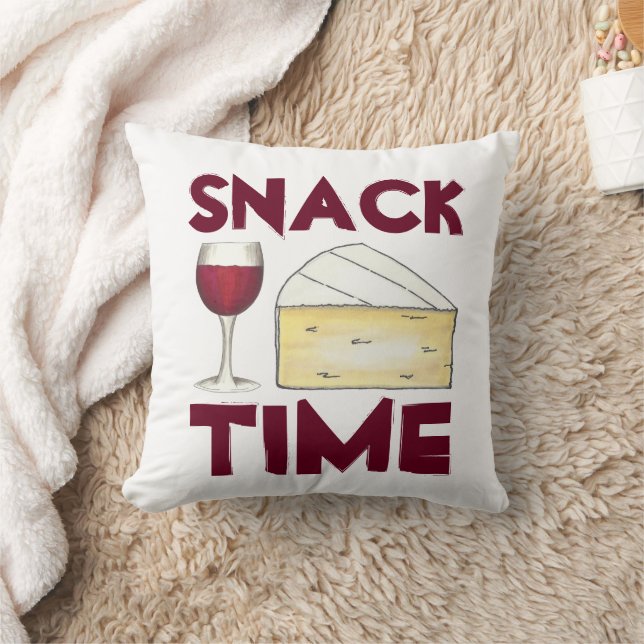Coussin Snack Time Red Merlot Vin Brie Fromage Amant (Couverture)