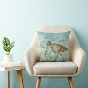 Coussin Snipe Coastal Shorebird Beach House Decor