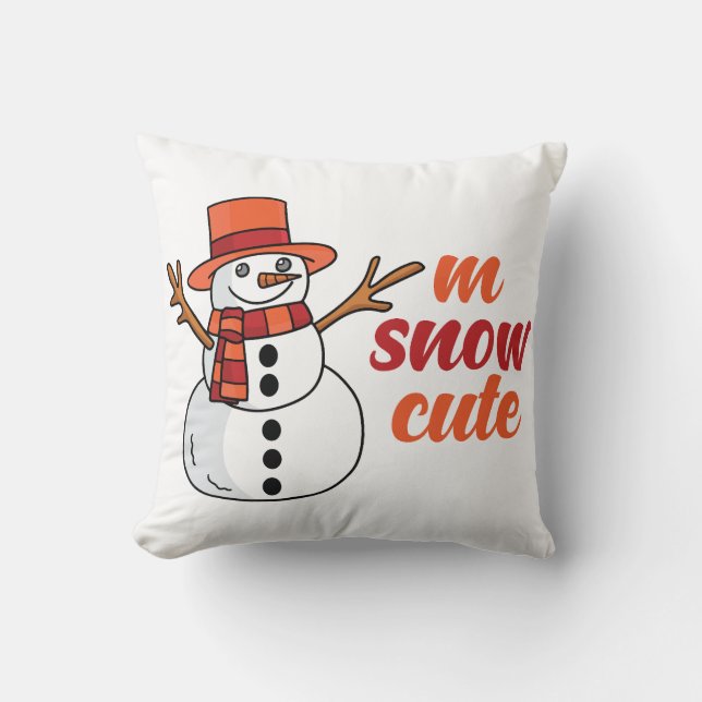 Coussin Snow Cute Throw Pillow (Recto)