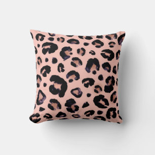 Coussin Snow Leopard noir gris beige arrière - plan sans c