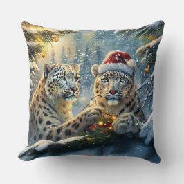 Coussin Snow Leopards Holiday Design par Rich AMeN Gill